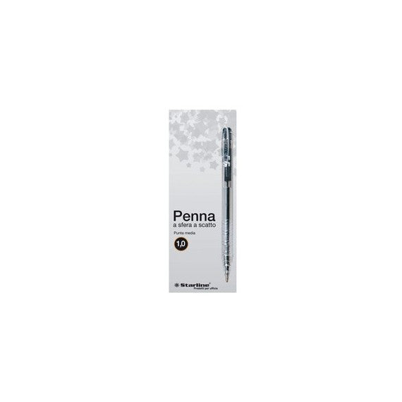 Penna a sfera a scatto - punta 1,0mm - nero  - Starline - conf. 20 pezzi