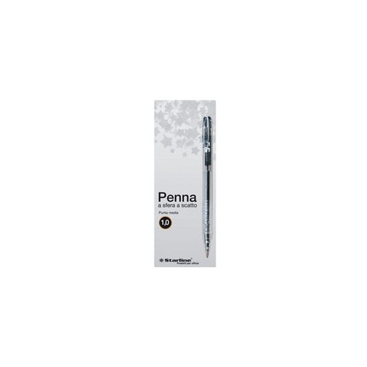 Penna a sfera a scatto - punta 1,0mm - nero  - Starline - conf. 20 pezzi