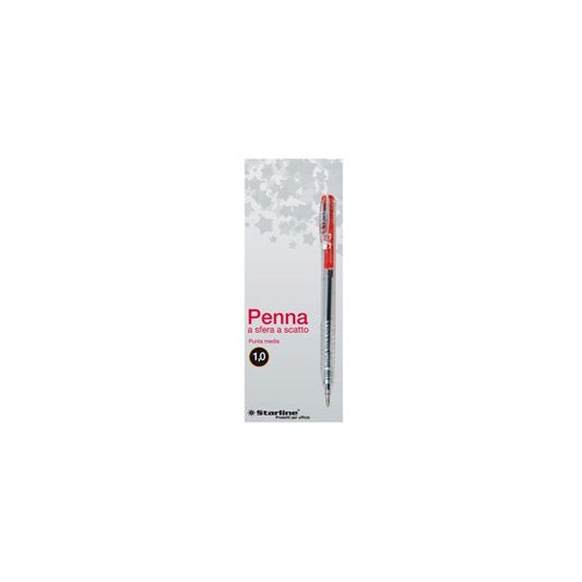 Penna a sfera a scatto  - punta 1,0mm - rosso - Starline - conf. 20 pezzi