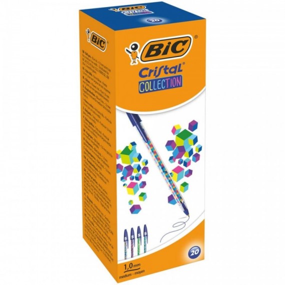 Penna a sfera BIC Cristal Collection punta 1 mm - blu - conf. 20 pz -996792