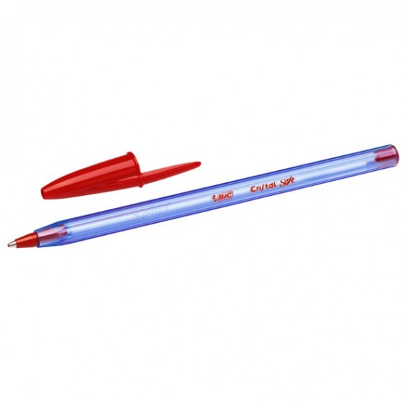 Penna a sfera con cappuccio Cristal Soft  - punta 1,2mm - rosso - Bic - conf. 50 pezzi
