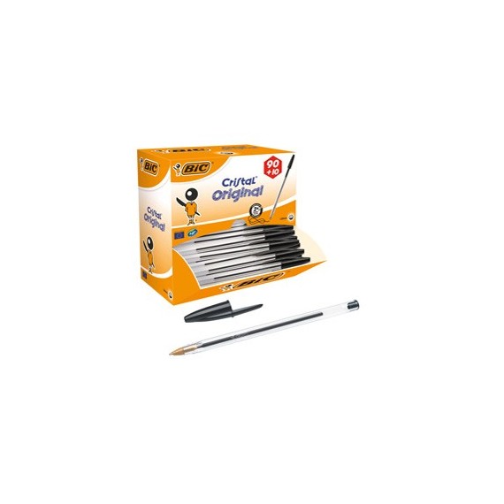 Penna a sfera Cristal  - punta media 1,0mm - nero - Bic - conf.  90+10 pezzi