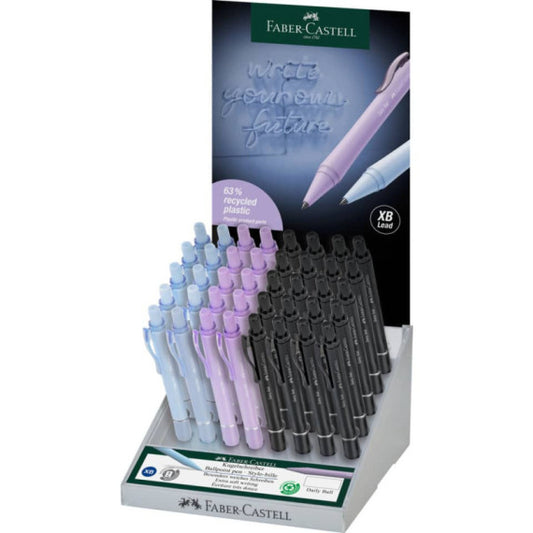 Penna a sfera Faber-Castell daily ball xb inchiostro blu - conf. 40 pz - colori assortiti fusto - 140691