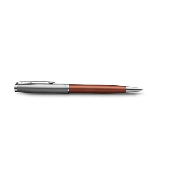 Penna a sfera Parker Sonnet Sand Blasted Metal punta M inchiostro nero Parker Orange CT - 2169361