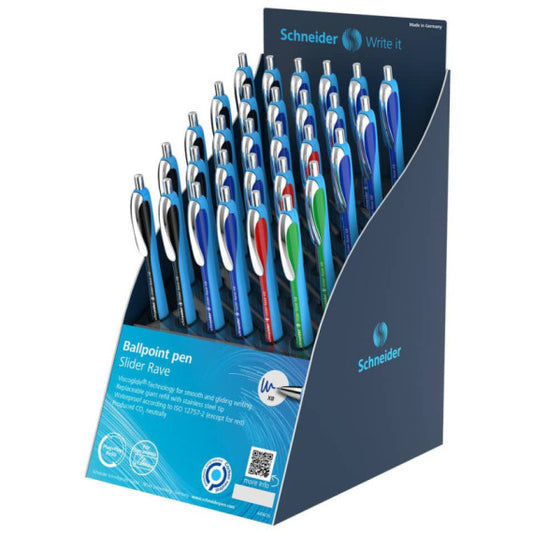 Penna a sfera Schneider Slider Rave XB espositore da 30 pezzi colori assortiti - P304022