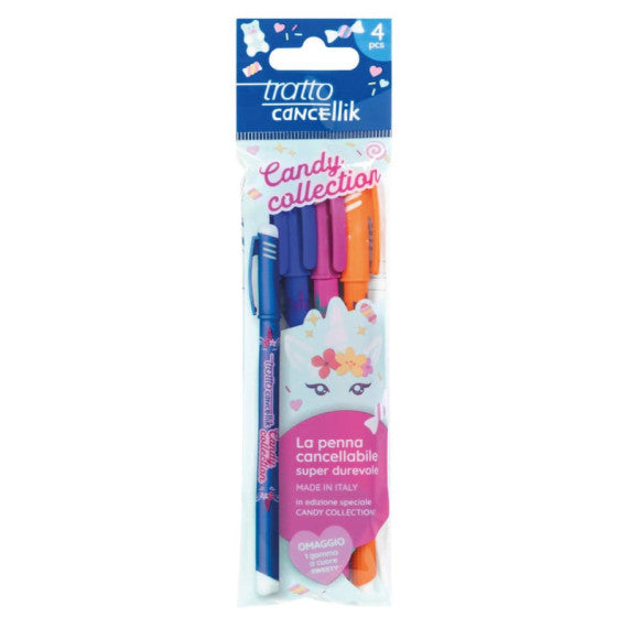 Penna a sfera Tratto Cancellik Candy Collection - conf. 4 pz - cancellabile F042302