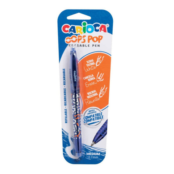 Penna cancellabile Carioca Oops Pop punta media 0,7 mm nero 41044/01