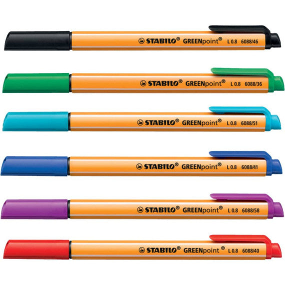 Penna con punta in fibra Stabilo GREENpoint 0,8 mm nero 6088/46