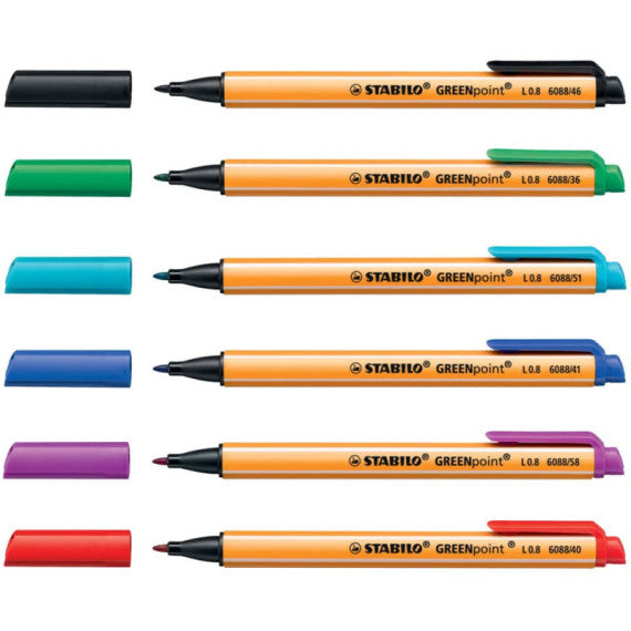 Penna con punta in fibra Stabilo GREENpoint 0,8 mm nero 6088/46