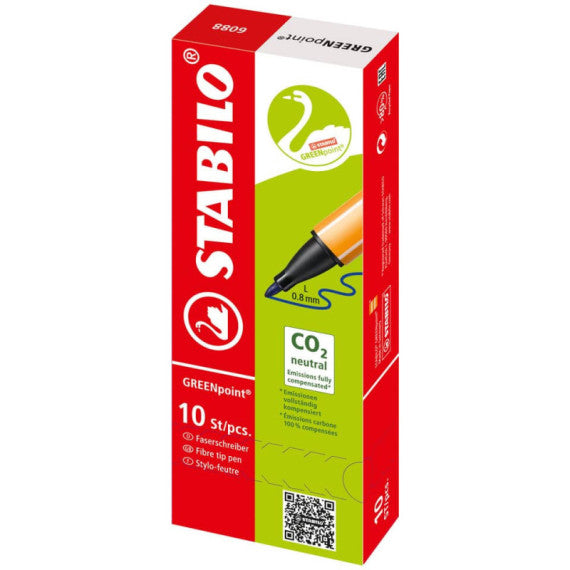 Penna con punta in fibra Stabilo GREENpoint 0,8 mm nero 6088/46