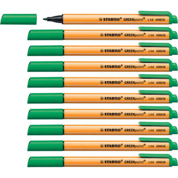 Penna con punta in fibra Stabilo GREENpoint 0,8 mm nero 6088/46