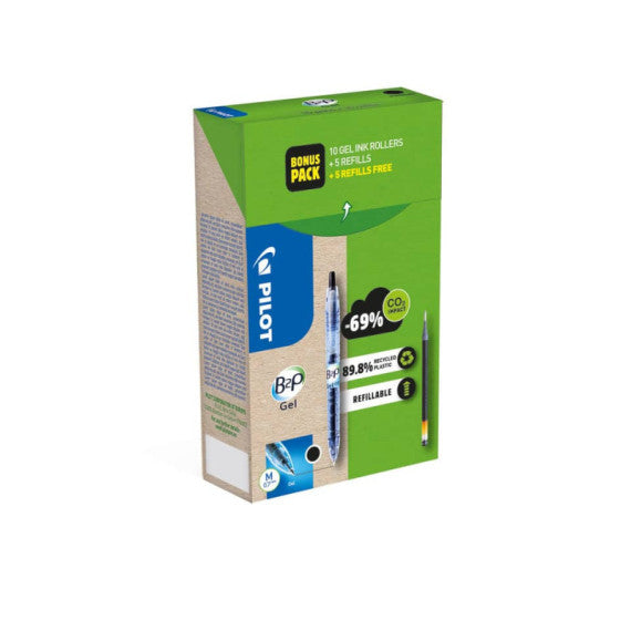 Penna gel a scatto Pilot B2P Begreen 0,7 mm nero Green Pack 10 penne + 10 refill (5 omaggio ) - 000025