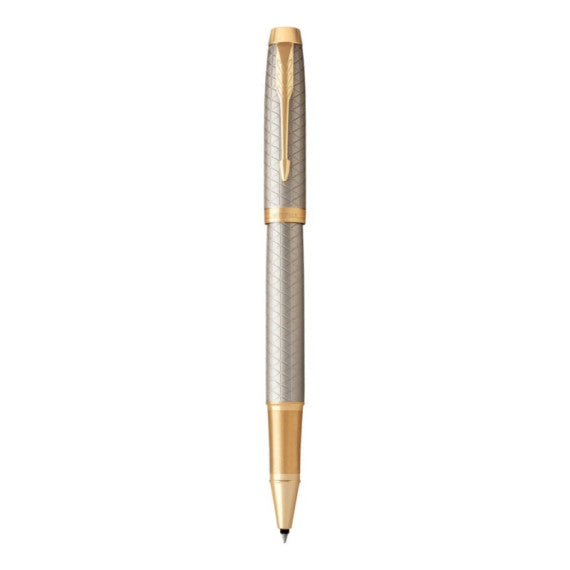 Penna roller Parker IM punta F inchiostro nero Premium Warm Silver GT - 1931686