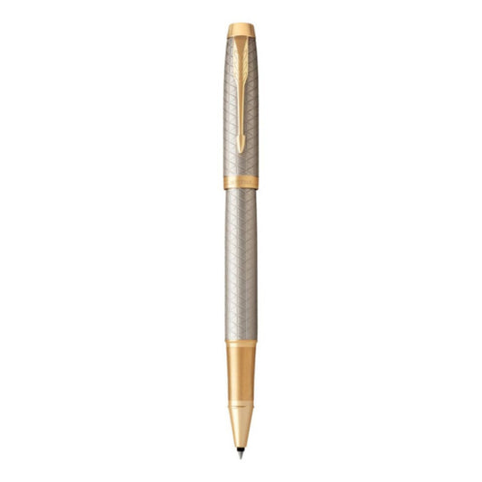 Penna roller Parker IM punta F inchiostro nero Premium Warm Silver GT - 1931686