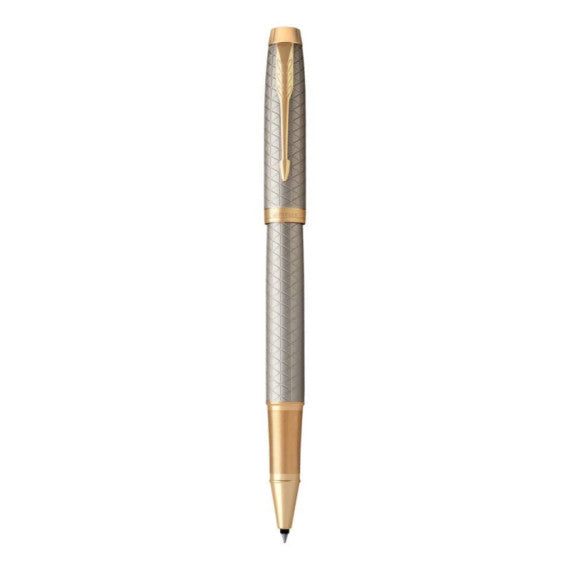 Penna roller Parker IM punta F inchiostro nero Premium Warm Silver GT - 1931686