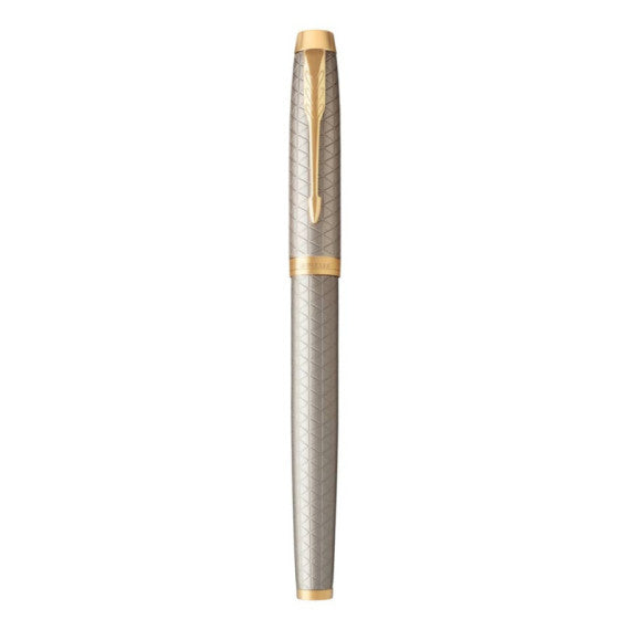 Penna roller Parker IM punta F inchiostro nero Premium Warm Silver GT - 1931686