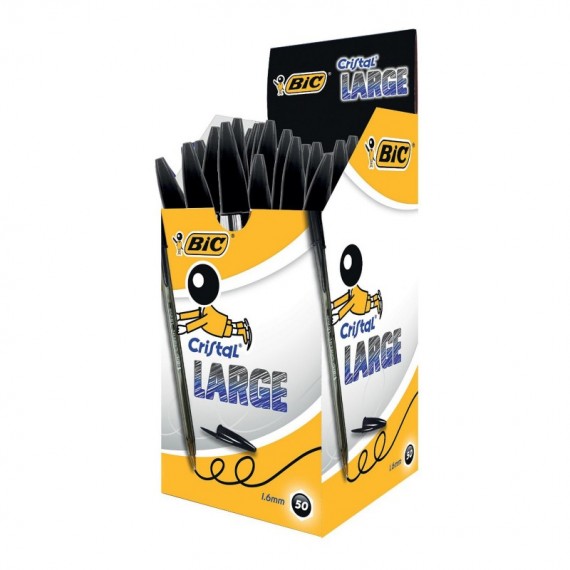 Penna sfera Cristal® Large - punta 1,6 mm - nero - Bic - conf. 50 pezzi