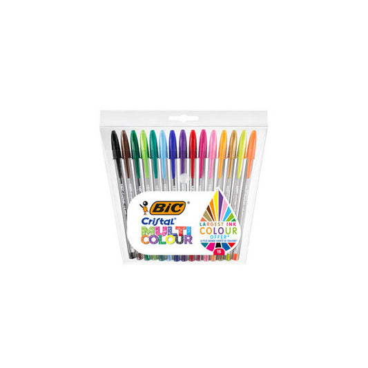 Penna sfera Cristal® multicolor - punta 1,6 mm - colori assortiti - Bic - conf. 15 pezzi