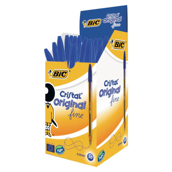 Penna sfera Cristal® - punta fine 0,8 mm - blu - Bic - conf. 50 pezzi