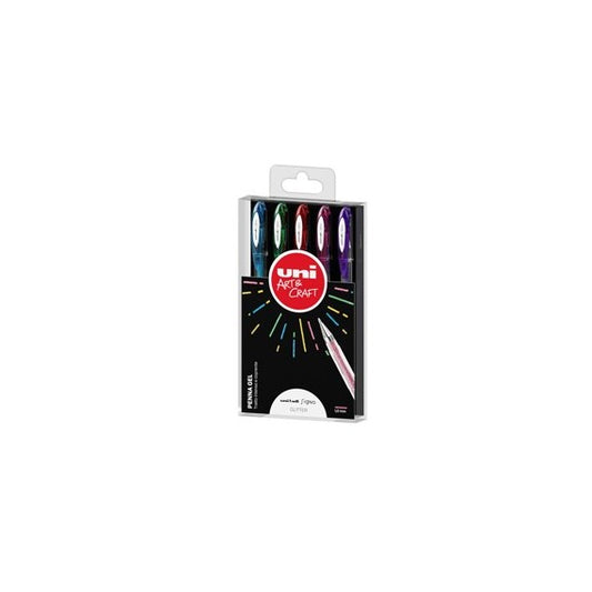 Penna sfera gel Uni Ball Signo - punta 1,0 mm - colori assortiti glitter - Uni Mitsubishi - astuccio 5 pezzi