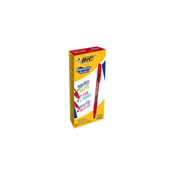 Penna sfera Gelocity Illusion - gel cancellabile - punta 0,7 mm - rosso - Bic - conf. 12 pezzi