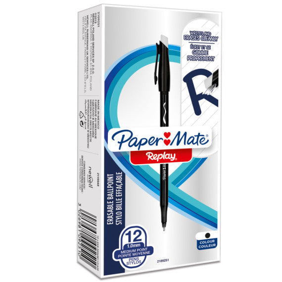 Penna sfera Replay 40° anniversario - inchiostro cancellabile - punta 1 mm - nero - Papermate