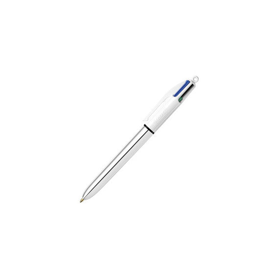 Penna sfera scatto multifunzione 4 Colors Shine - punta 1,0 mm - fusto silver - Bic - conf. 12 pezzi