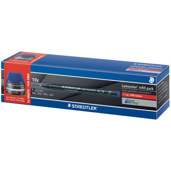 Penna Steadtler Lumocolor più refill - conf. 10 pezzi - colore inchiostro blu 318-3C10P