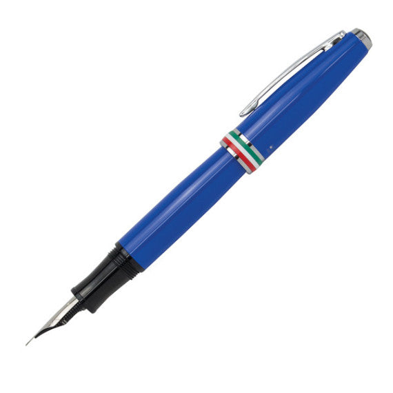 Penna stilografica Aldo Domani - punta M - fusto azzurro italia - Monteverde