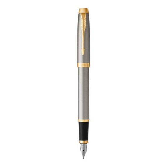 Penna stilografica Parker IM punta M inchiostro blu Brushed Metal GT - 1931656