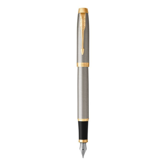 Penna stilografica Parker IM punta M inchiostro blu Brushed Metal GT - 1931656