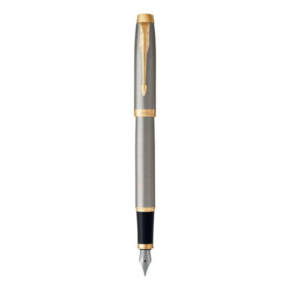 Penna stilografica Parker IM punta M inchiostro blu Brushed Metal GT - 1931656
