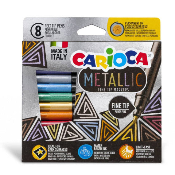 Pennarelli a punta fine Carioca Metallic - conf. da 8 colori assortiti - 43162