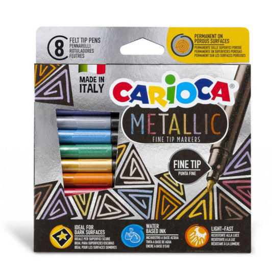 Pennarelli a punta fine Carioca Metallic - conf. da 8 colori assortiti - 43162