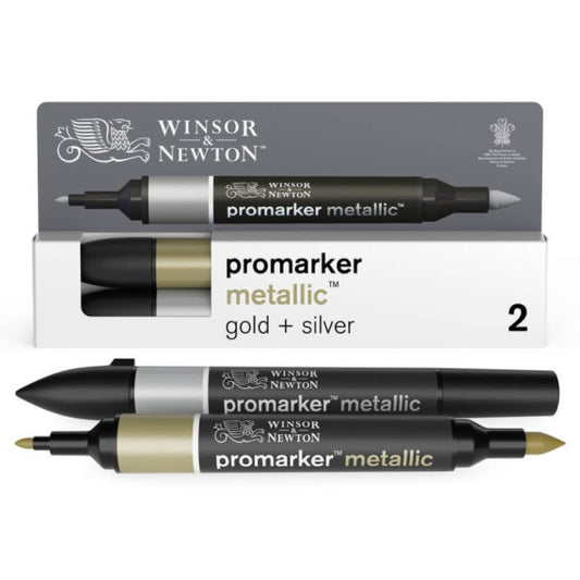 Pennarelli doppia punta Winsor&Newton - argento e oro - conf. 2 pezzi - 0290150