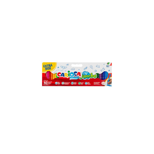 Pennarelli Jumbo - punta 6,0mm - colori assortiti - lavabili - Carioca - valigetta 40 pezzi