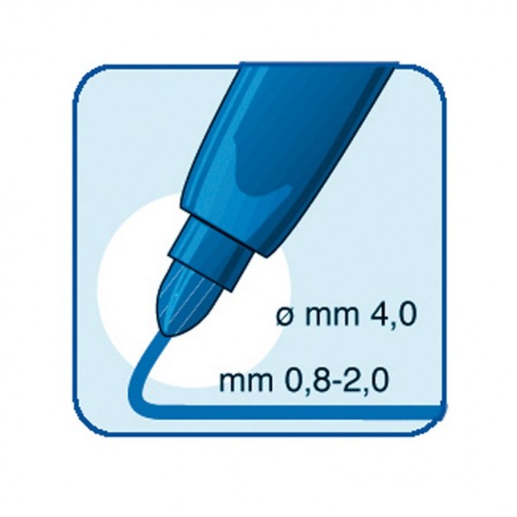 Pennarelli Office punta feltro - punta maxi - tratto 0,80-2,00mm - blu  - Tratto - conf. 12 pezzi