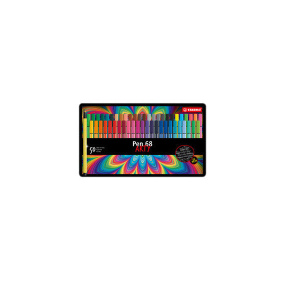 Pennarelli Pen 68 - colori assortiti - Stabilo - scatola in metallo 50 pezzi