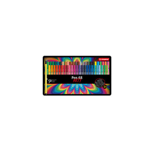 Pennarelli Pen 68 - colori assortiti - Stabilo - scatola in metallo 50 pezzi