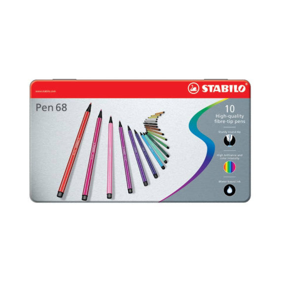 Pennarelli Stabilo Pen 68 1 mm scatola di metallo assortiti Conf. 10 pezzi - 6810-6