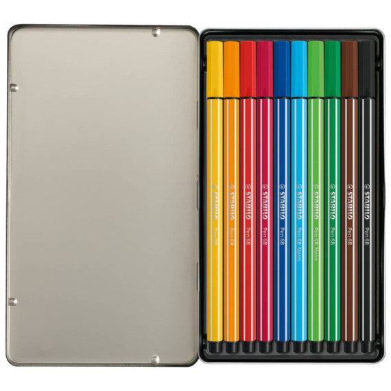 Pennarelli Stabilo Pen 68 1 mm scatola di metallo assortiti Conf. 10 pezzi - 6810-6