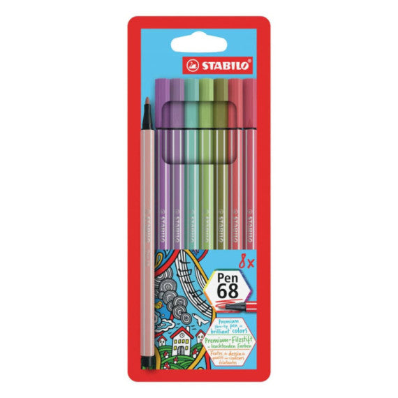 Pennarelli Stabilo Pen 68 tratto 1 mm conf. 8 colori assortiti 68/8-02
