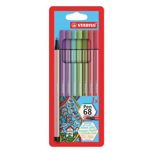 Pennarelli Stabilo Pen 68 tratto 1 mm conf. 8 colori assortiti 68/8-02
