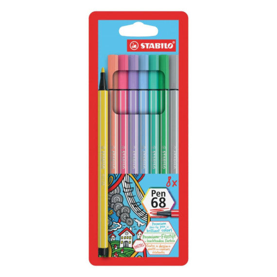 Pennarelli Stabilo Pen 68 tratto 1 mm conf. 8 colori assortiti Pastel EO68/8-01