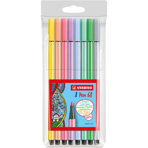 Pennarelli Stabilo Pen 68 tratto 1 mm conf. 8 colori assortiti Pastel EO68/8-01