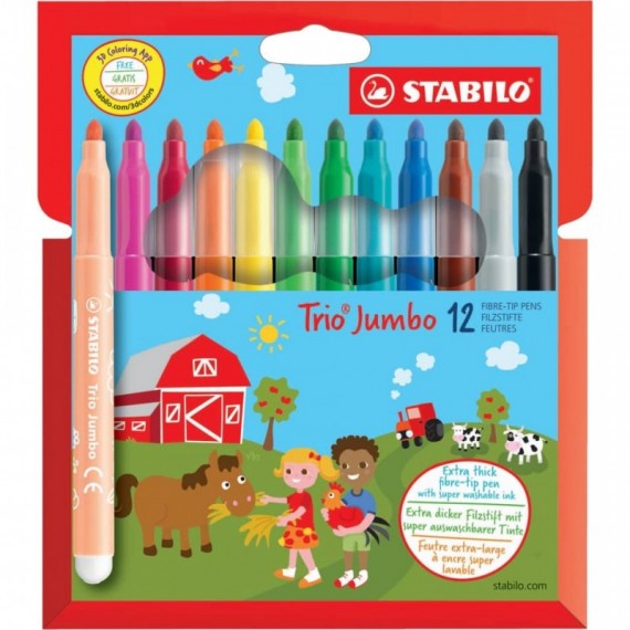 Pennarelli Stabilo Trio Jumbo tratto 3 mm confezione da 12 - 380/12