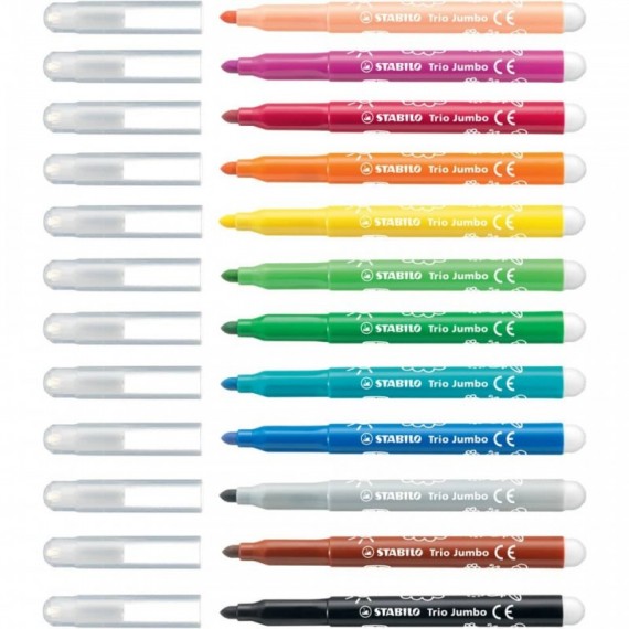 Pennarelli Stabilo Trio Jumbo tratto 3 mm confezione da 12 - 380/12