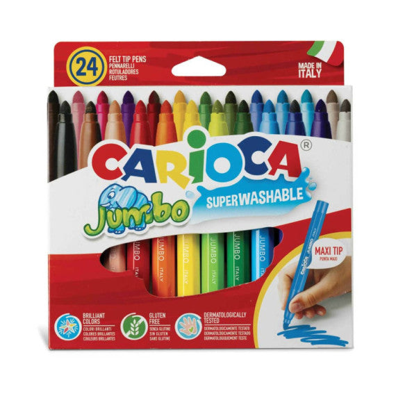 Pennarelli superlavabili Carioca Jumbo - conf. da 24 colori assortiti - 40570