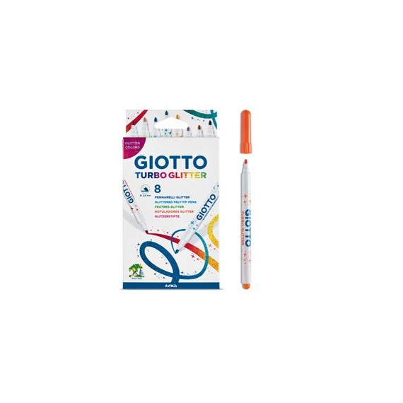 Pennarelli Turbo Glitter - punta 2,8mm - colori assortiti - Giotto - astuccio 8 pezzi