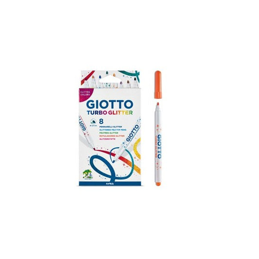 Pennarelli Turbo Glitter - punta 2,8mm - colori assortiti - Giotto - astuccio 8 pezzi